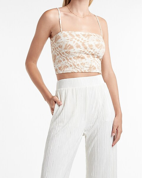 Body Contour Double Layer Printed Cropped Square Neck Cami | Express