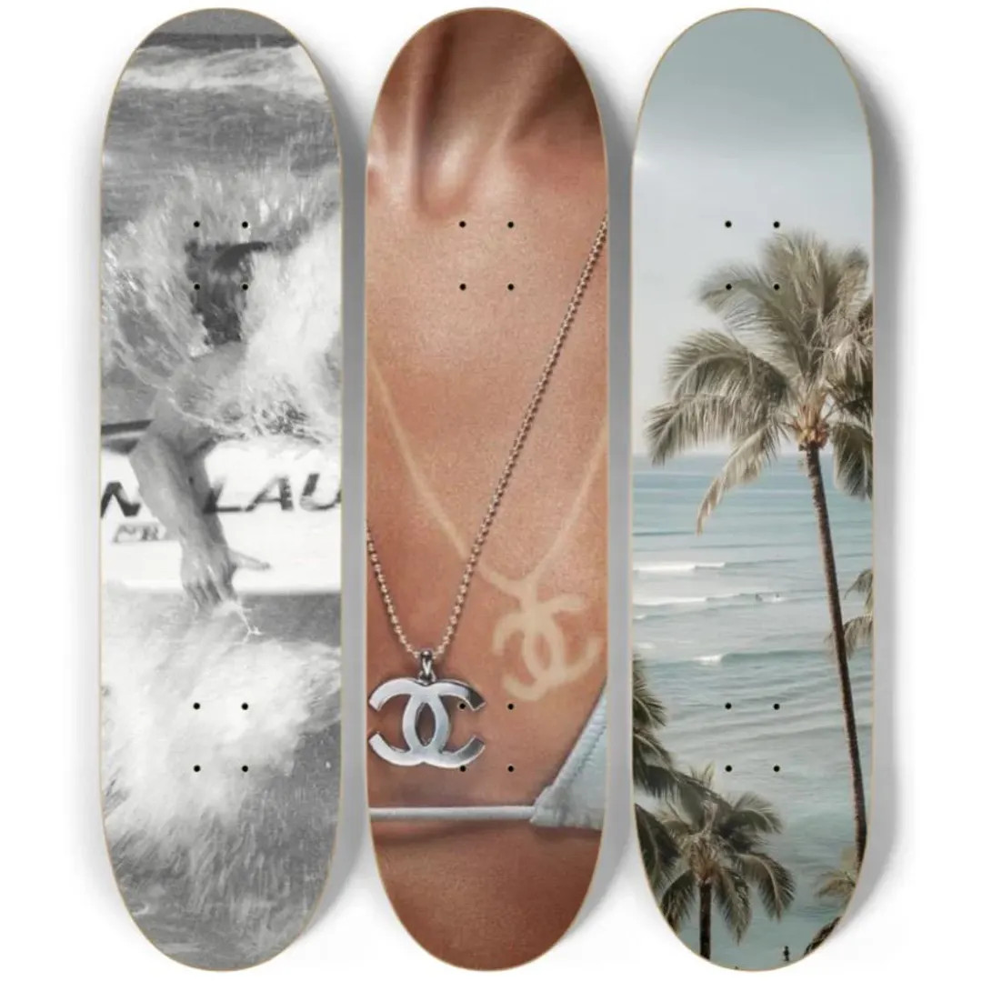 Skateboard Wall Art Set, 3-piece Skateboard Deck Art, Aesthetic Room Decor, Modern Wall Art, Teen... | Etsy (US)