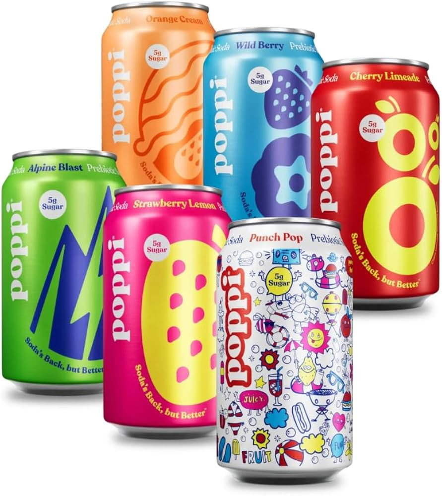 Poppi Sparkling Prebiotic Soda Beverage with Apple Cider Vinegar, Seltzer Water and Fruit Juice, ... | Amazon (US)