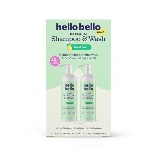 Hello Bello Sweet Pear Shampoo & Body Wash, Hypoallergenic, Dermatologist & Pediatrician Tested Formula for Babies & Kids, 20 FL Oz (Pack of 2) | Amazon (US)