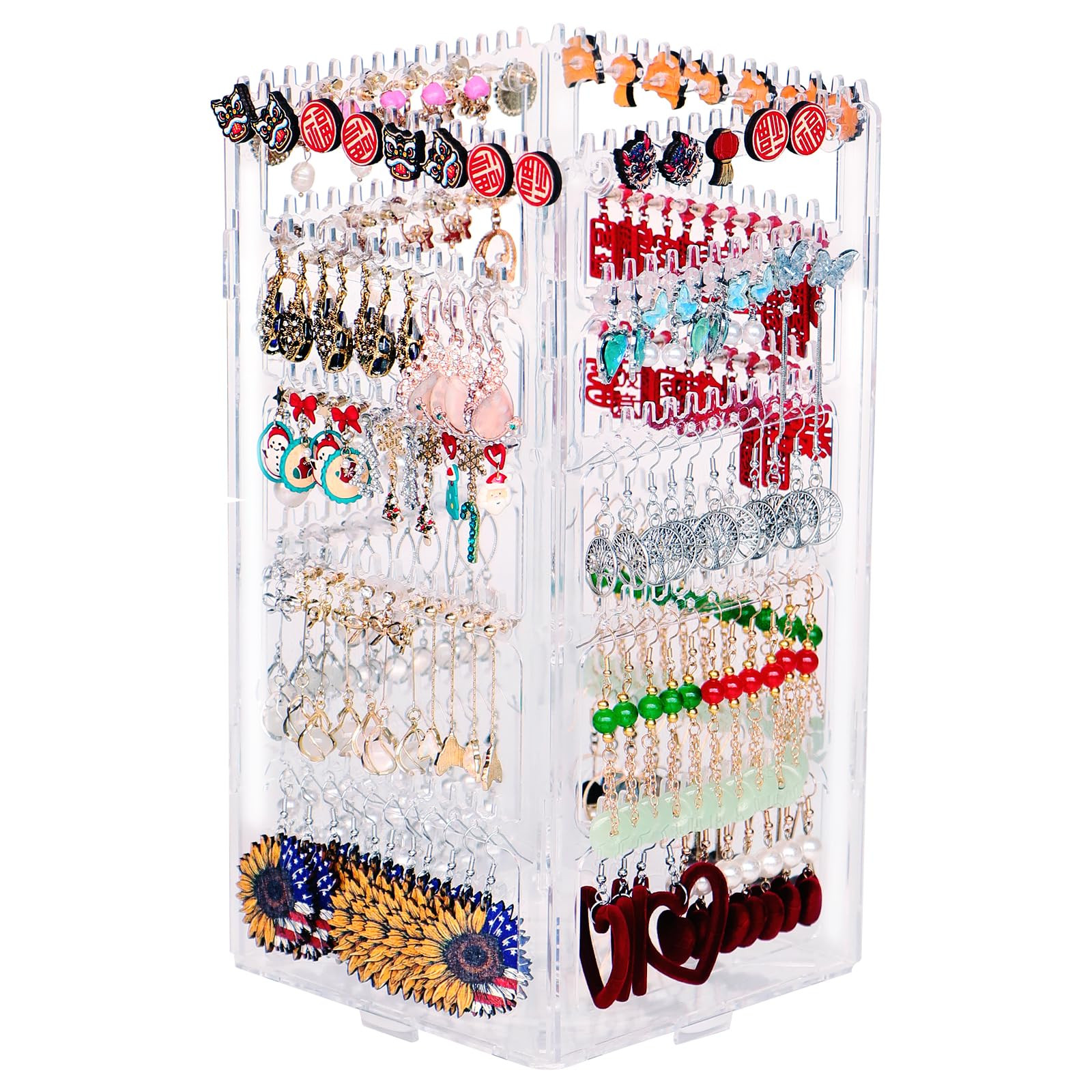 360 Rotating Earring Holder Organizer Stand,5 Tiers Acrylic Jewelry Organizers and Storage,Stud E... | Amazon (US)