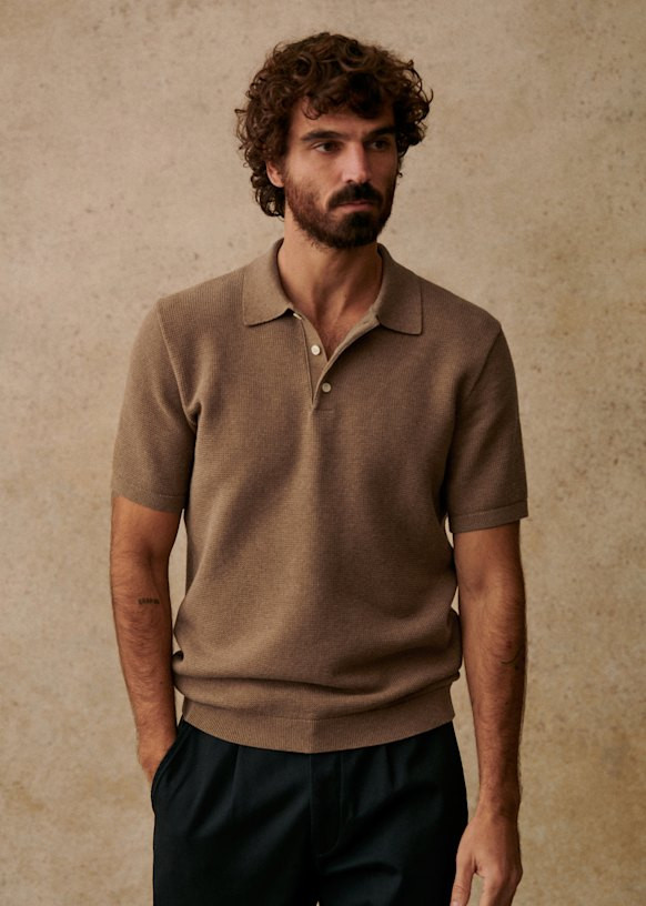 Sawyer Polo - Mottled Beige - Organic cotton - organic textile - Sézane | Sezane Paris - US