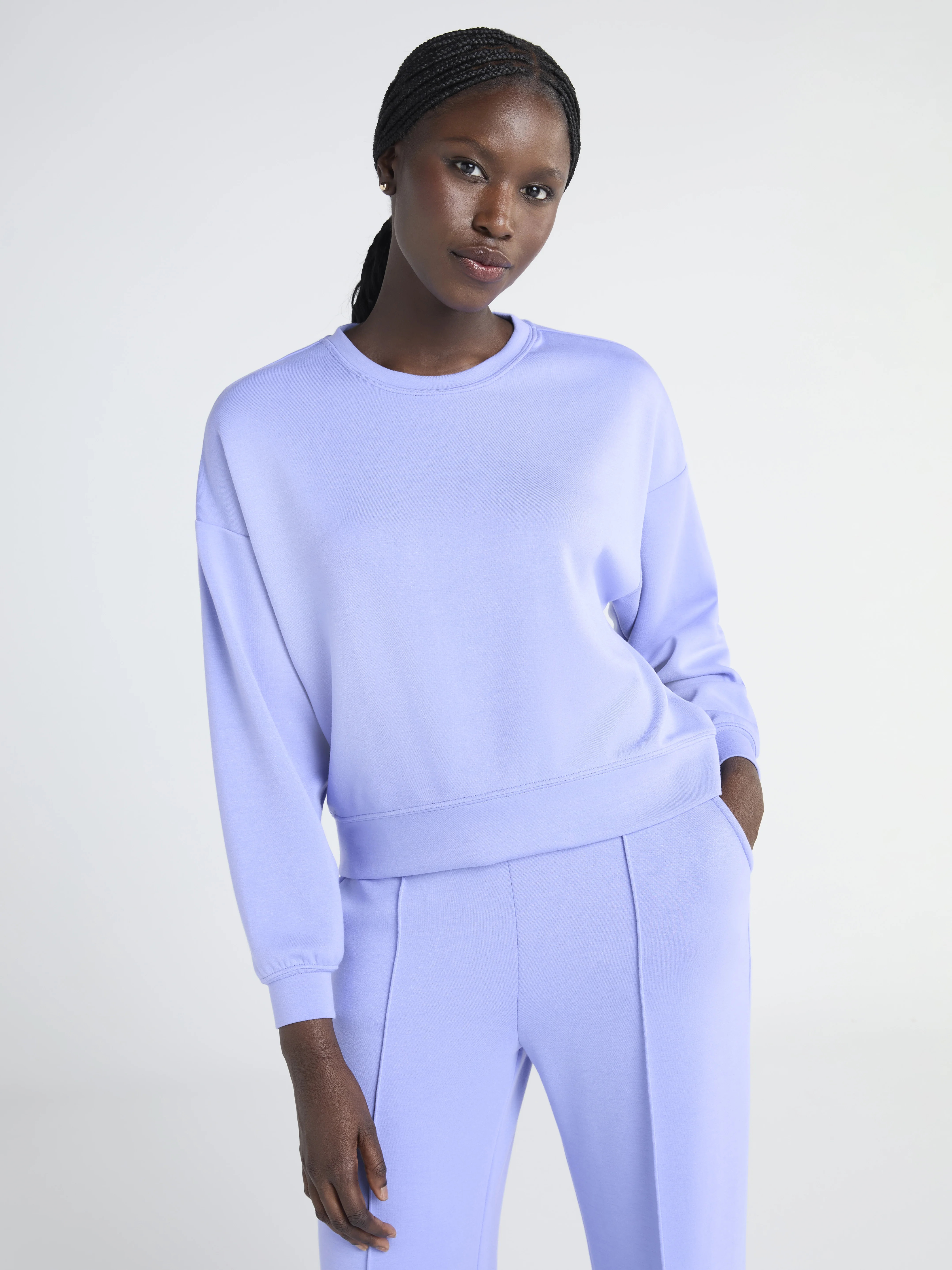 Scoop Women's and Women's Plus Scubaknit Cropped Sweatshirt with Drop Sleeves, Size XS-4X | Walmart (US)