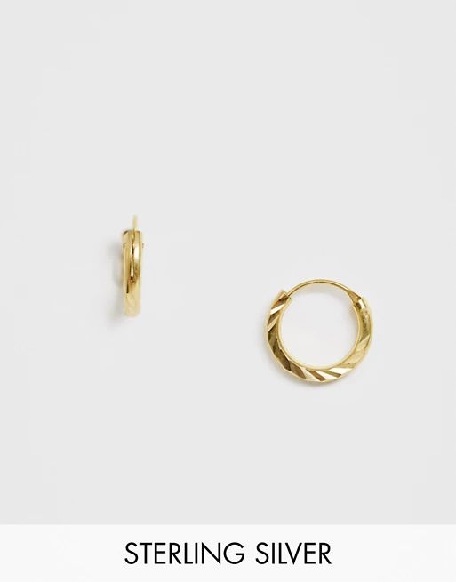 ASOS DESIGN sterling silver with gold plate hoop earrings with twisted detail | ASOS US