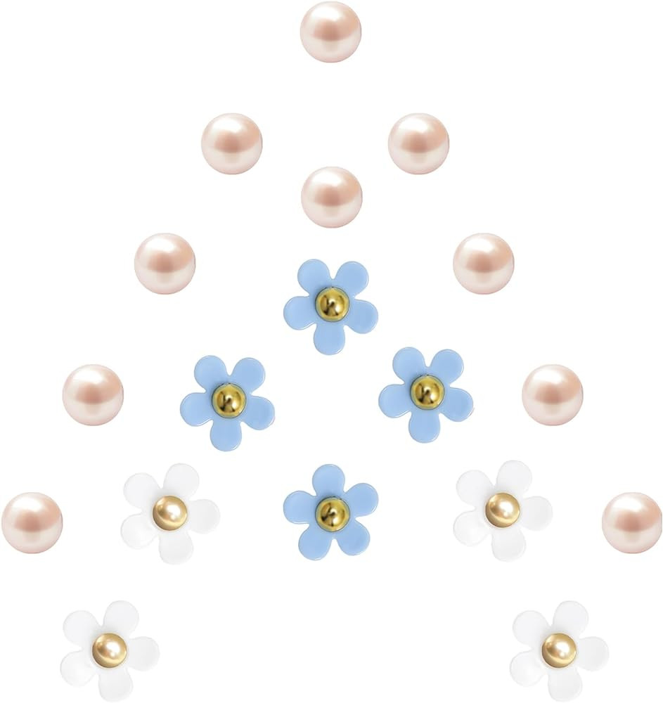 Ziigole Cute Flower Shoe Charms for Women, 18Pcs Acrylic Daisy Charms with Pearls Decoration for ... | Amazon (US)