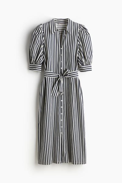Belted shirt dress - Navy blue/Striped - Ladies | H&M GB | H&M (UK, MY, IN, SG, PH, TW, HK)