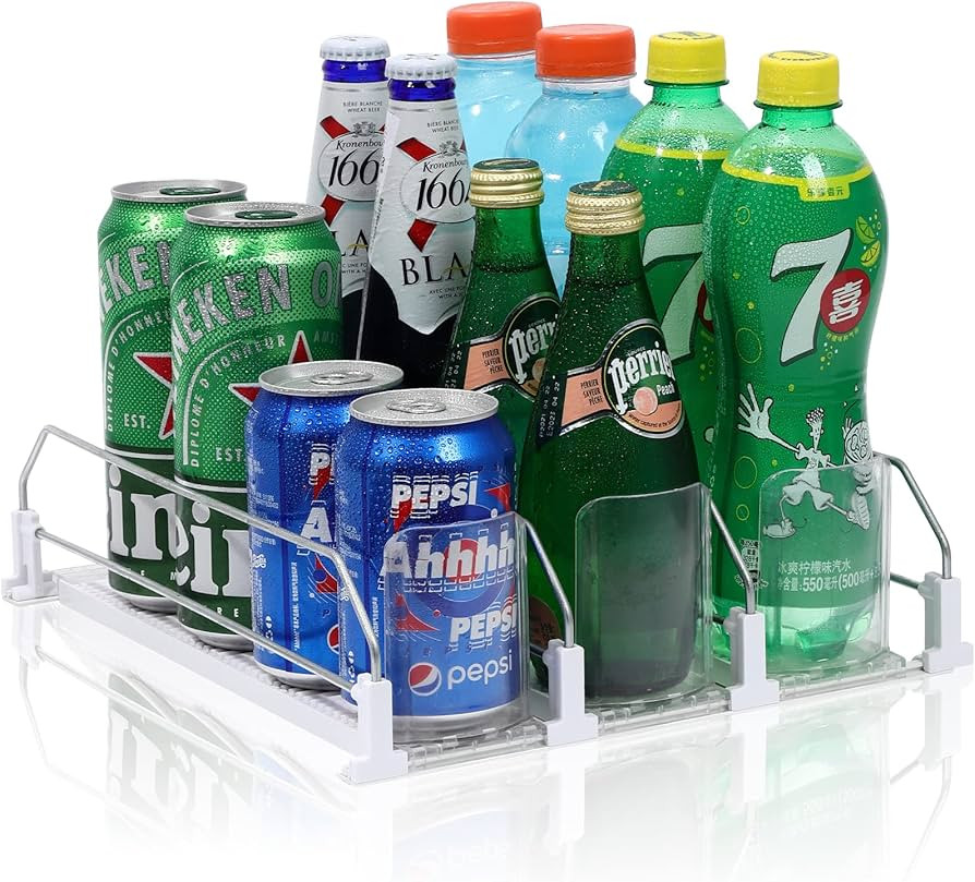 Assembly-Free Soda Can Organizer for Refrigerator - Self-Pushing Drink Dispenser for Fridge,Freez... | Amazon (US)