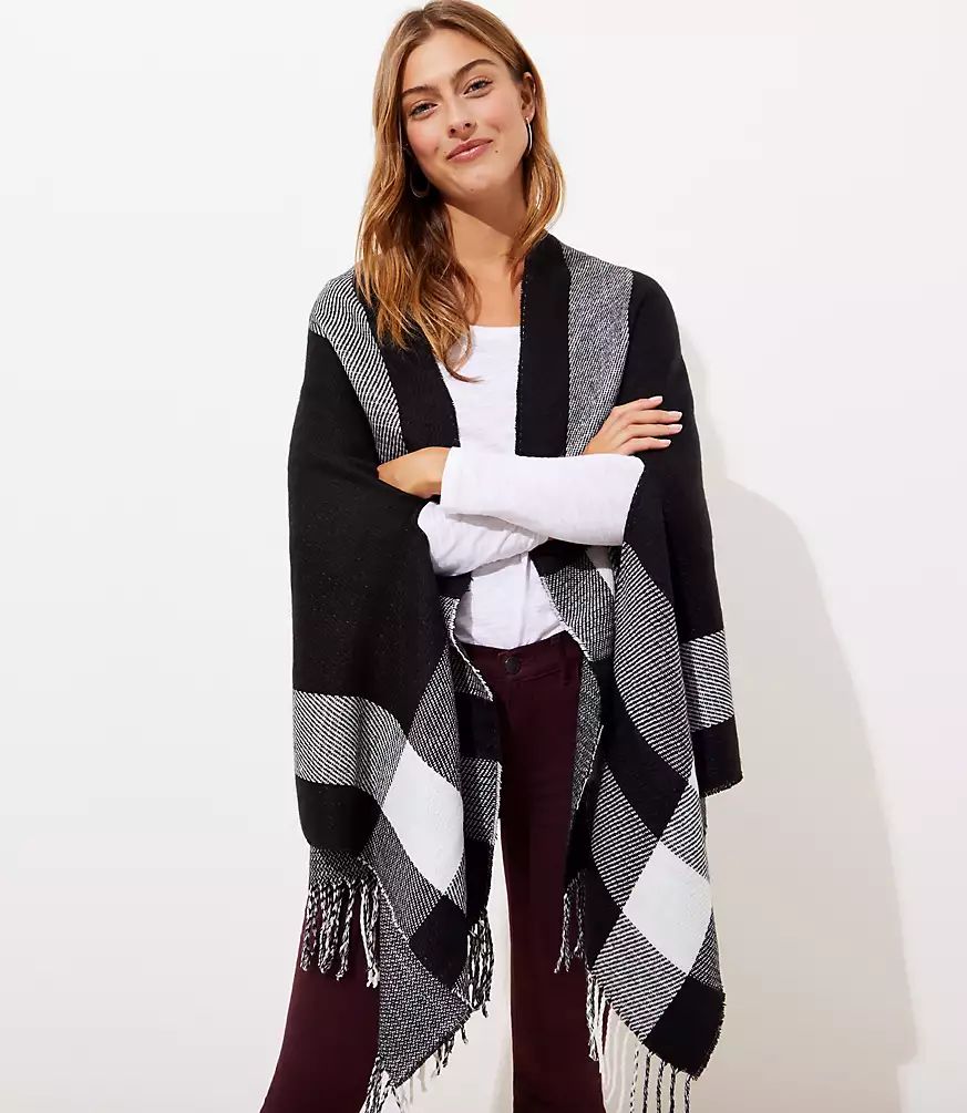 Reversible Plaid Cape | LOFT