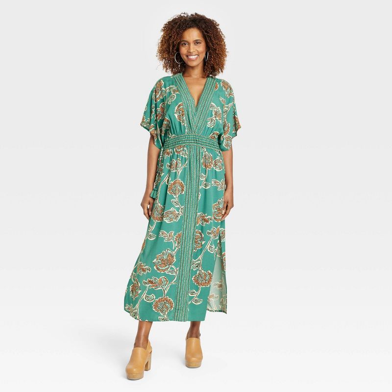 Women's Flutter Short Sleeve Printed Kaftan A-Line Dress - Knox Rose™ | Target
