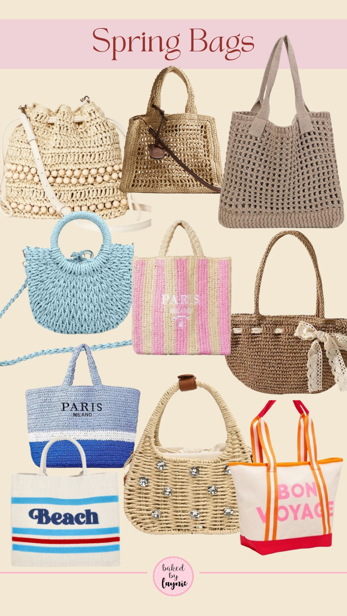 Affordable bags, spring bags, purses for spring, beach bags, crochet bags, straw purses, straw bags, vacation bags