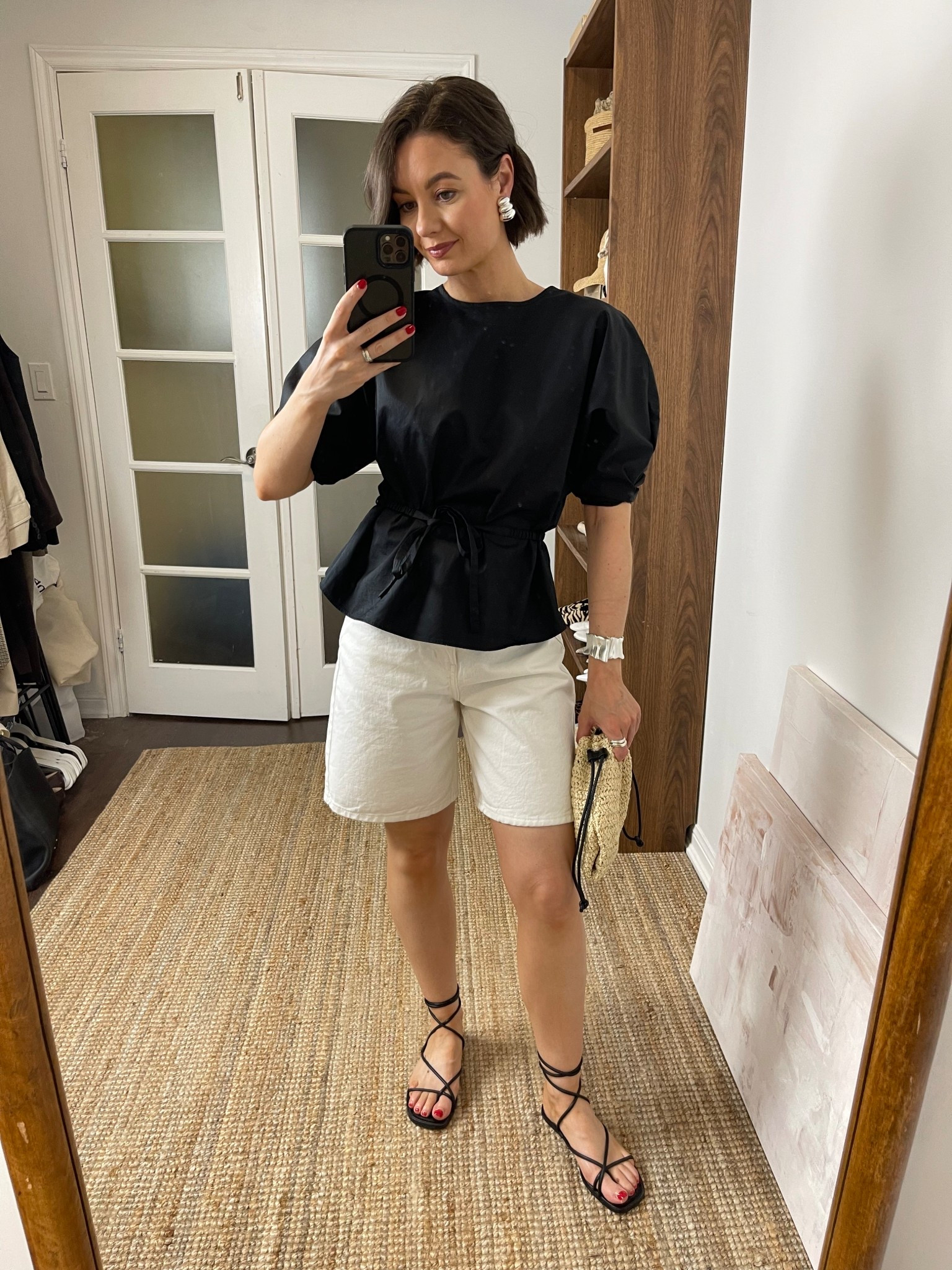 Bermuda shorts, wrap sandals, black top

#LTKSeasonal #LTKStyleTip #LTKFindsUnder100