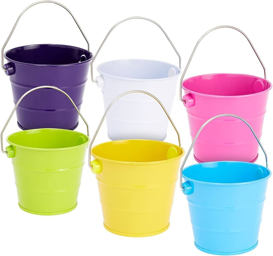 6 Pack Mini Buckets with Handles for Kids, Small Metal Buckets for Classroom, Party Favors, Mini ... | Amazon (US)