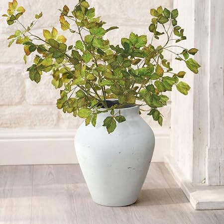 LuxenHome 16" Floor Vase, Cement White Rustic Vases for Flowers, Large Vases for Decor Living Roo... | Amazon (US)