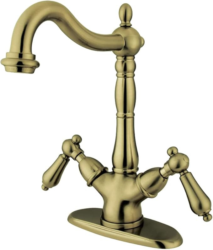 Kingston Brass KS1493AL Heritage 2-Handle Vessel Sink Faucet, Antique Brass | Amazon (US)