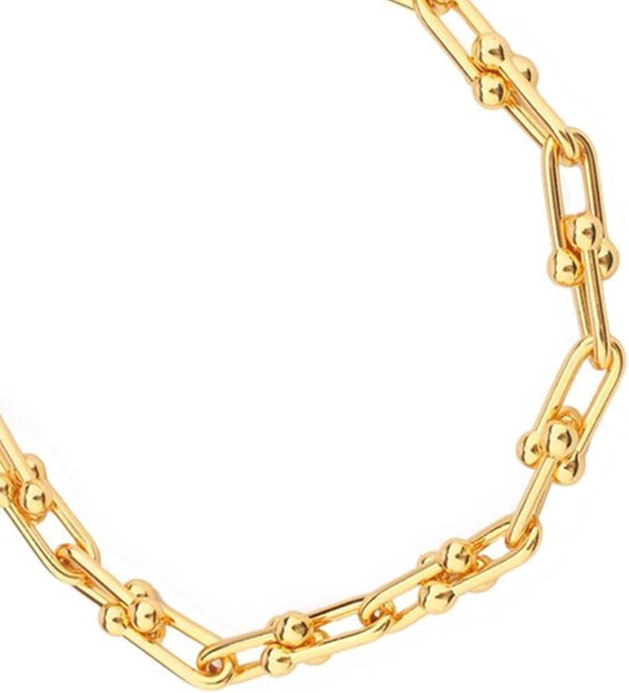 Naivo Hardware Link Bracelet - Gauge Link Bracelet 18K Gold Plated 7.5 inch U Style Link Bracelet | Amazon (US)