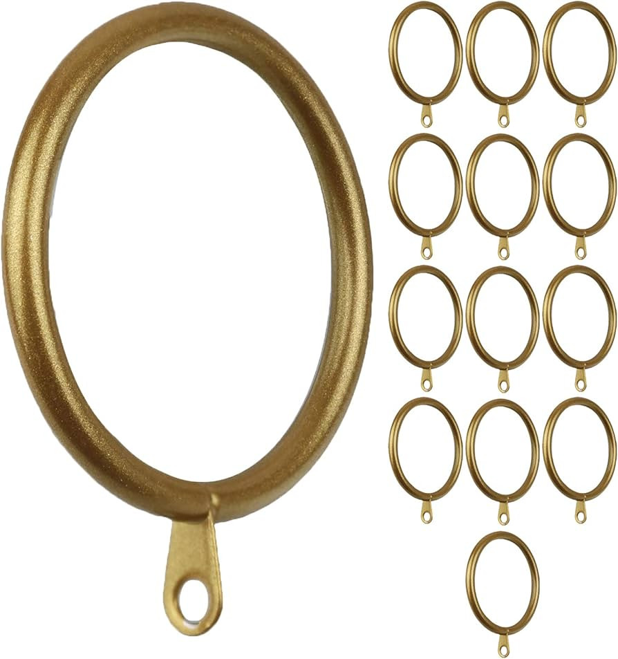 Meriville 14 pcs Gold 1.5-Inch Inner Diameter Metal Curtain Rings with Eyelets, Fits Up to 1 1/4-... | Amazon (US)