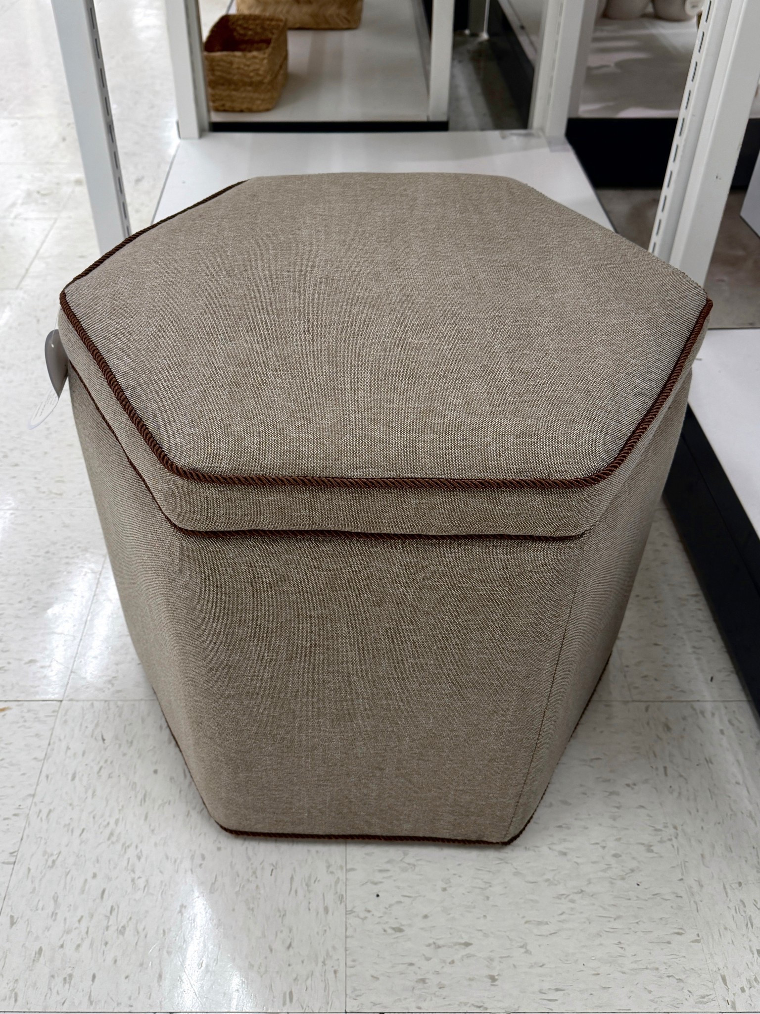 A stylish solution for extra seating and storage! 🤗 This hexagonal Storage Ottoman with Twisted Piping Detail from Threshold designed with Studio McGee brings soft texture and subtle structure to a space. The brown linen upholstery keeps it neutral and versatile, while the twisted piping adds a polished finishing touch. 🤎 A beautiful living room accent that hides blankets, books, and everyday essentials with ease! #TargetFinds #HomeDecor #Ottoman

#LTKSaleAlert #LTKHome