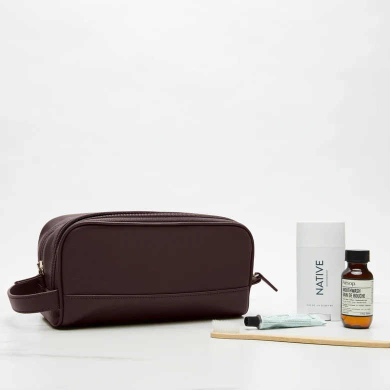 Small Double Zip Toiletry Bag | Leatherology