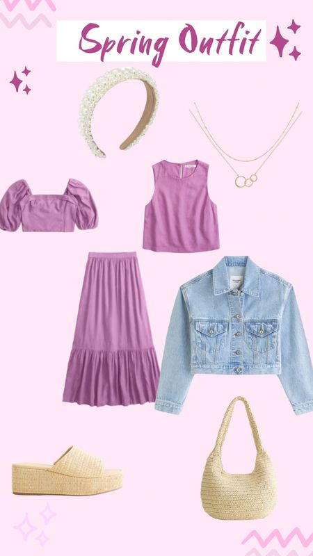 Beautiful spring essentials 💕
Abercrombie, Amazon, purple, matching set, jean jacket, wedges, weaved purse, gold necklace, pearl headband, clean girl, crop top, skirtt

#LTKSeasonal #LTKsalealert #LTKstyletip