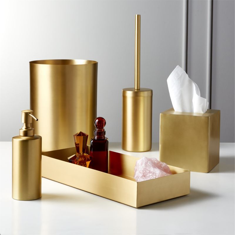 Elton Brushed Brass Bath Accessories | CB2 | CB2