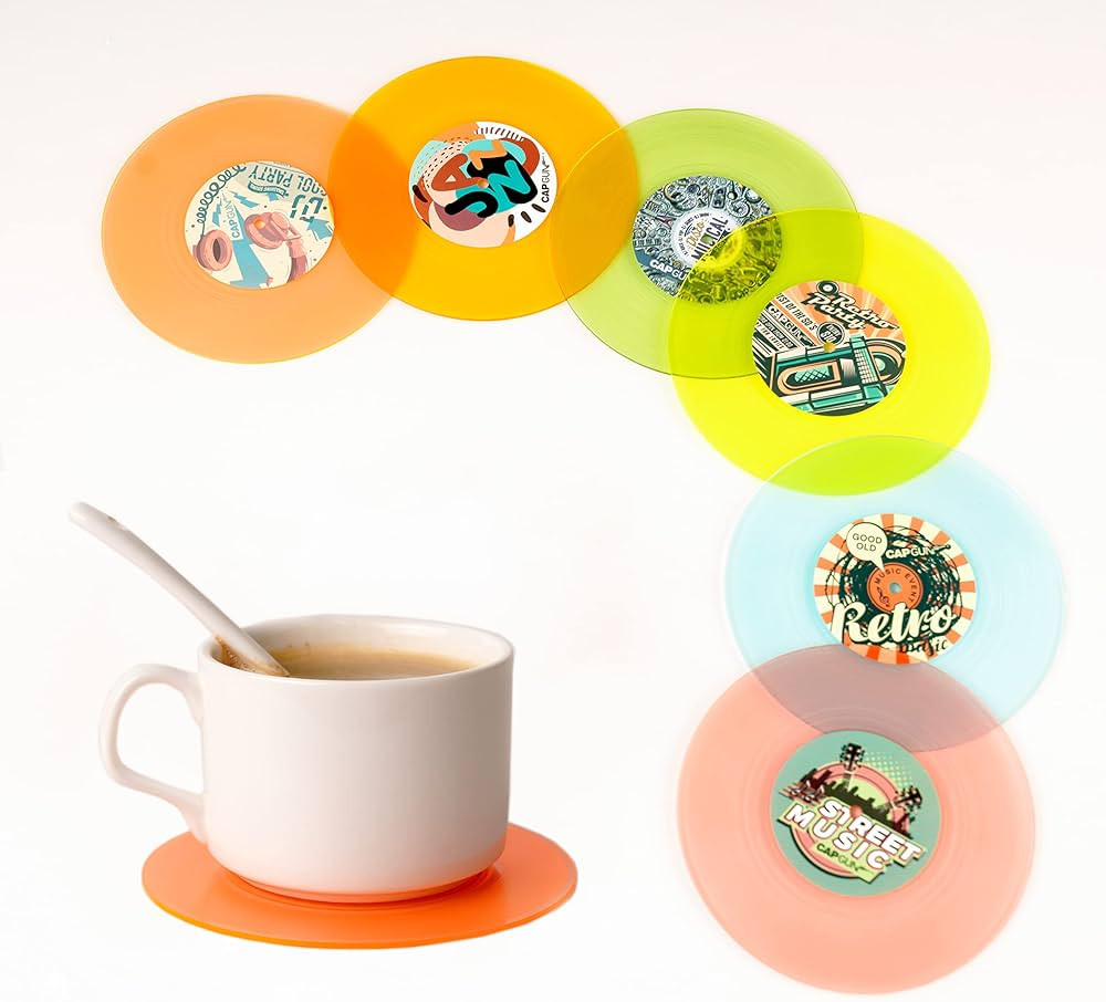 REDIVA Vinyl Record Coasters with Retro Vinyl Player Holder, Creative Drink Coasters Set of 6 for... | Amazon (US)