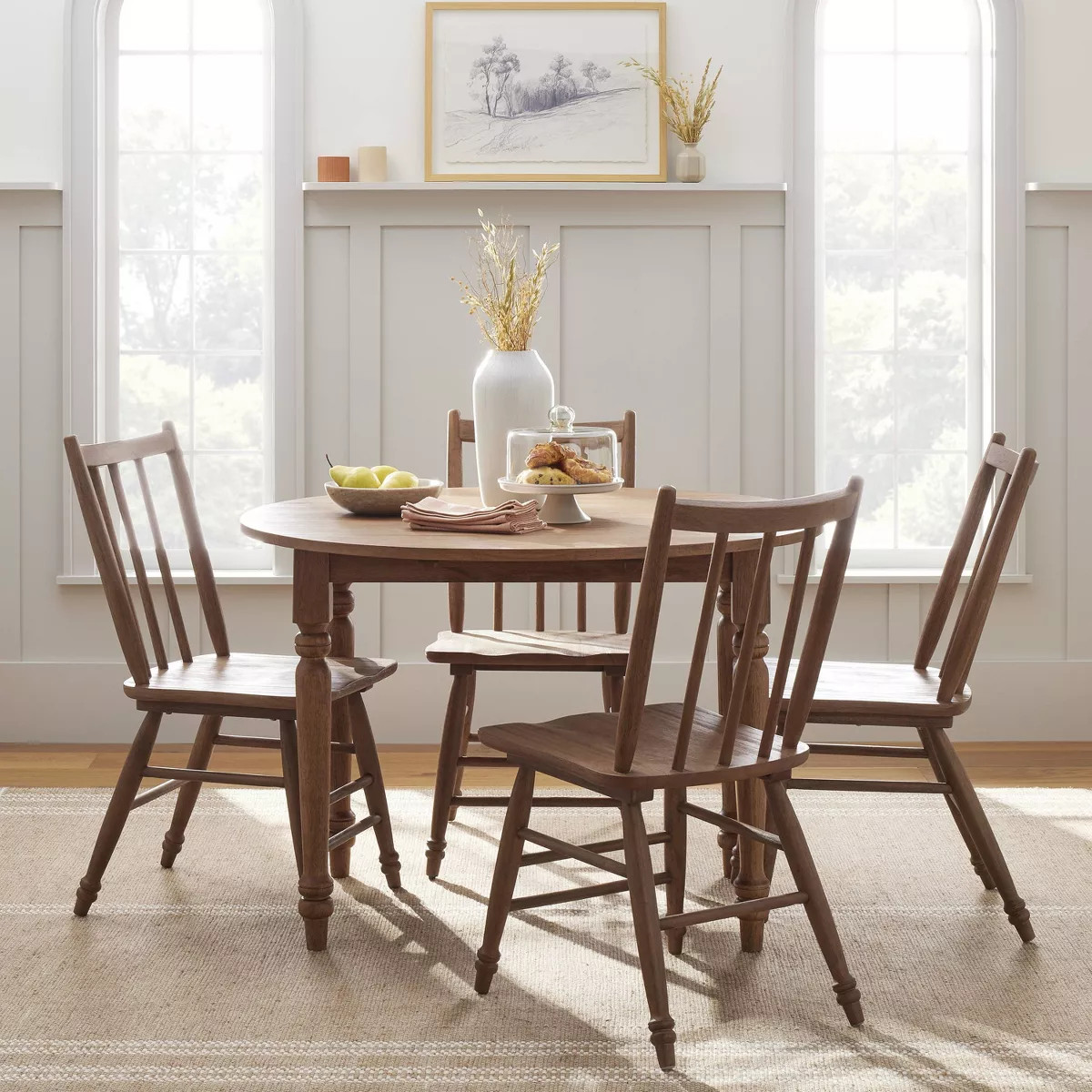 2pk Vintage Windsor Dining Chairs - Aged Oak - Hearth & Hand™ with Magnolia | Target