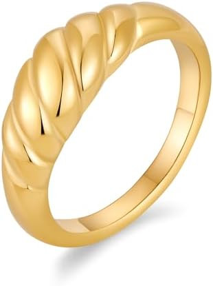 Chunky Gold Rings For Women Trendy Statement Gold Ring Elegant Wedding Ring Dainty Jewelry Gift f... | Amazon (US)