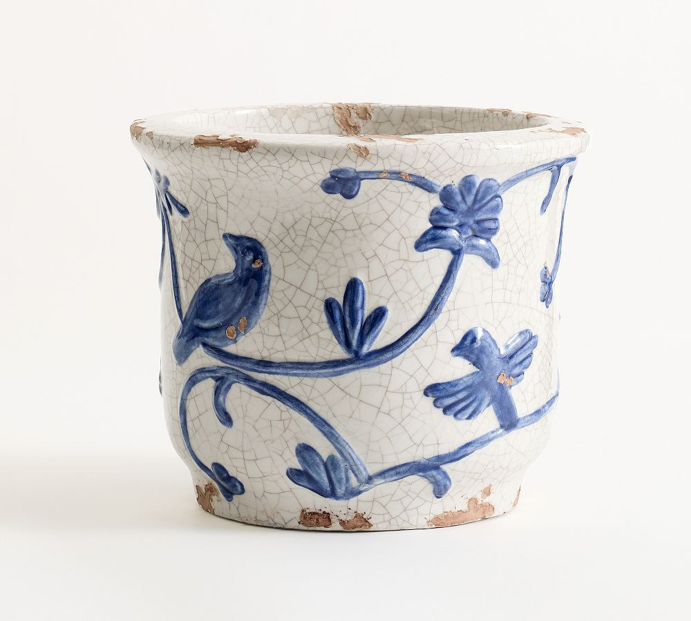 Montrose Cachepot, Large - Blue & White | Pottery Barn (US)
