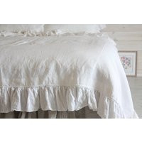 Linen Duvet Cover With Ruffles Shabby Chic Linen Ruffled Duvet Cover, Linen Bedding Queen King Linen | Etsy (US)