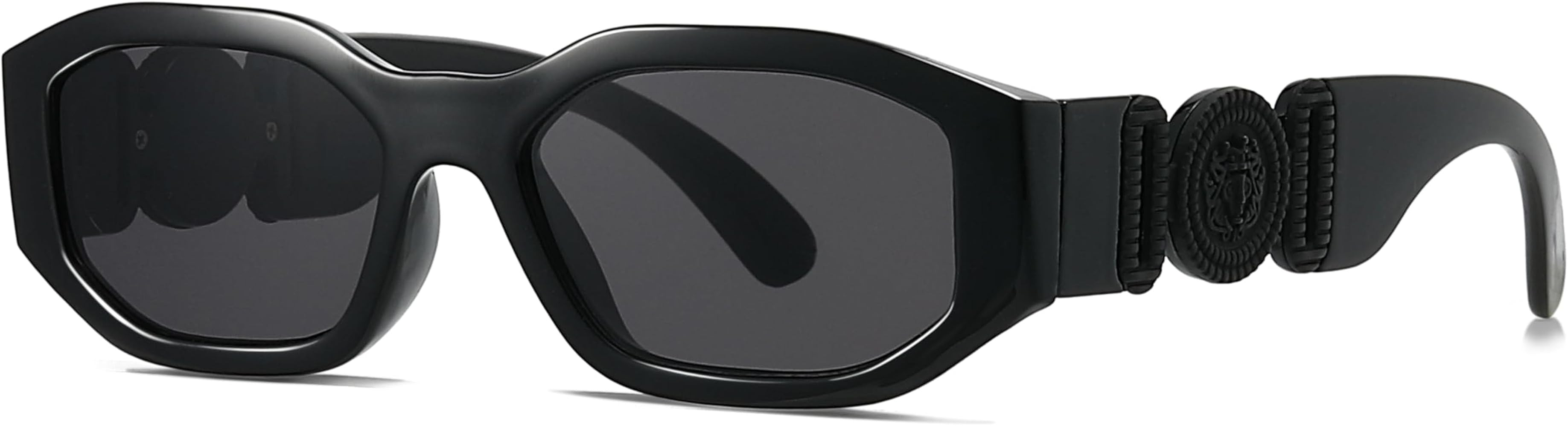 Retro Rectangle Sunglasses for Women Men Trendy Thick Square Sun Glasses 90s Vintage Black Shades | Amazon (US)