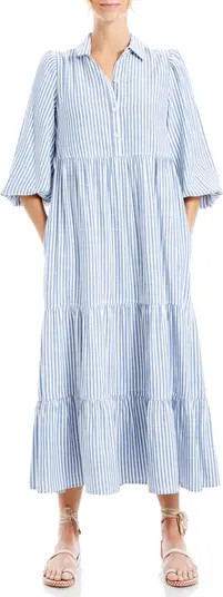 Stripe Tiered Maxi Shirtdress | Nordstrom Rack