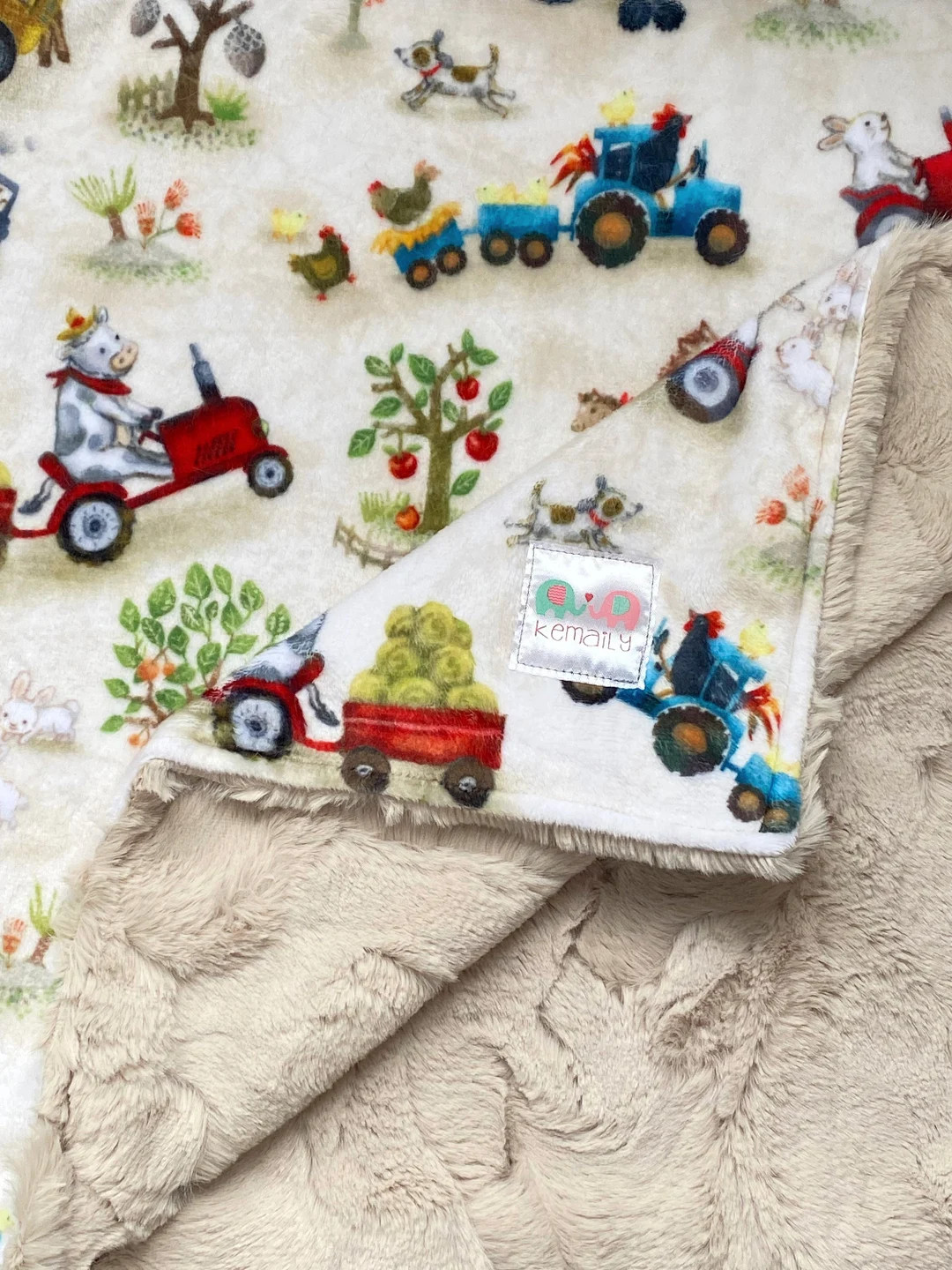 Funny Farm Friends Luxury Minky Baby Blanket, Personalized Baby Blanket, You Choose Minky Back, B... | Etsy (US)