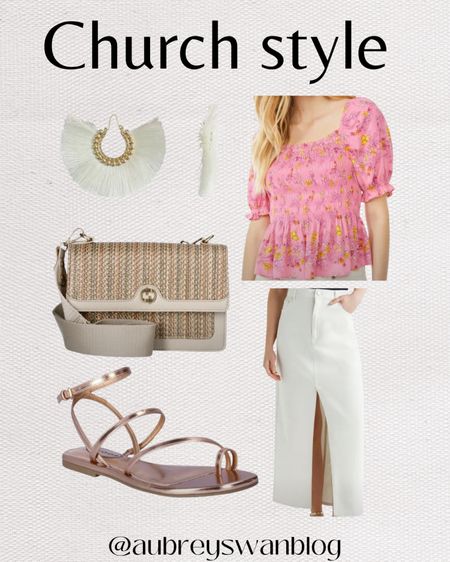 Church style! These pieces are versatile so that you can match other options you may already have in your closet. Everything linked is from Walmart. 🌸

Walmart finds, Walmart style, church style, gold sandals, Scoop brand, tassel earrings, pink floral top, white denim skirt, crossbody bag 