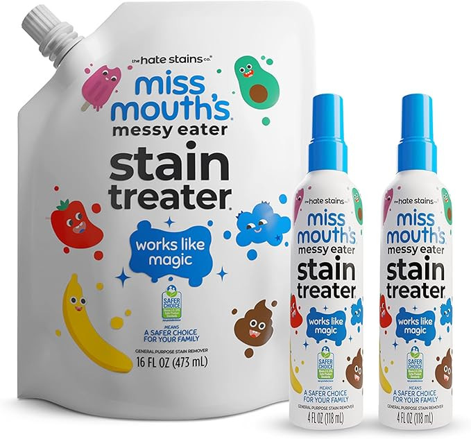 Miss Mouth’s Messy Eater Stain Treater Refill Ready Kit - 2 Pack Stain Remover Spray and 16oz R... | Amazon (US)