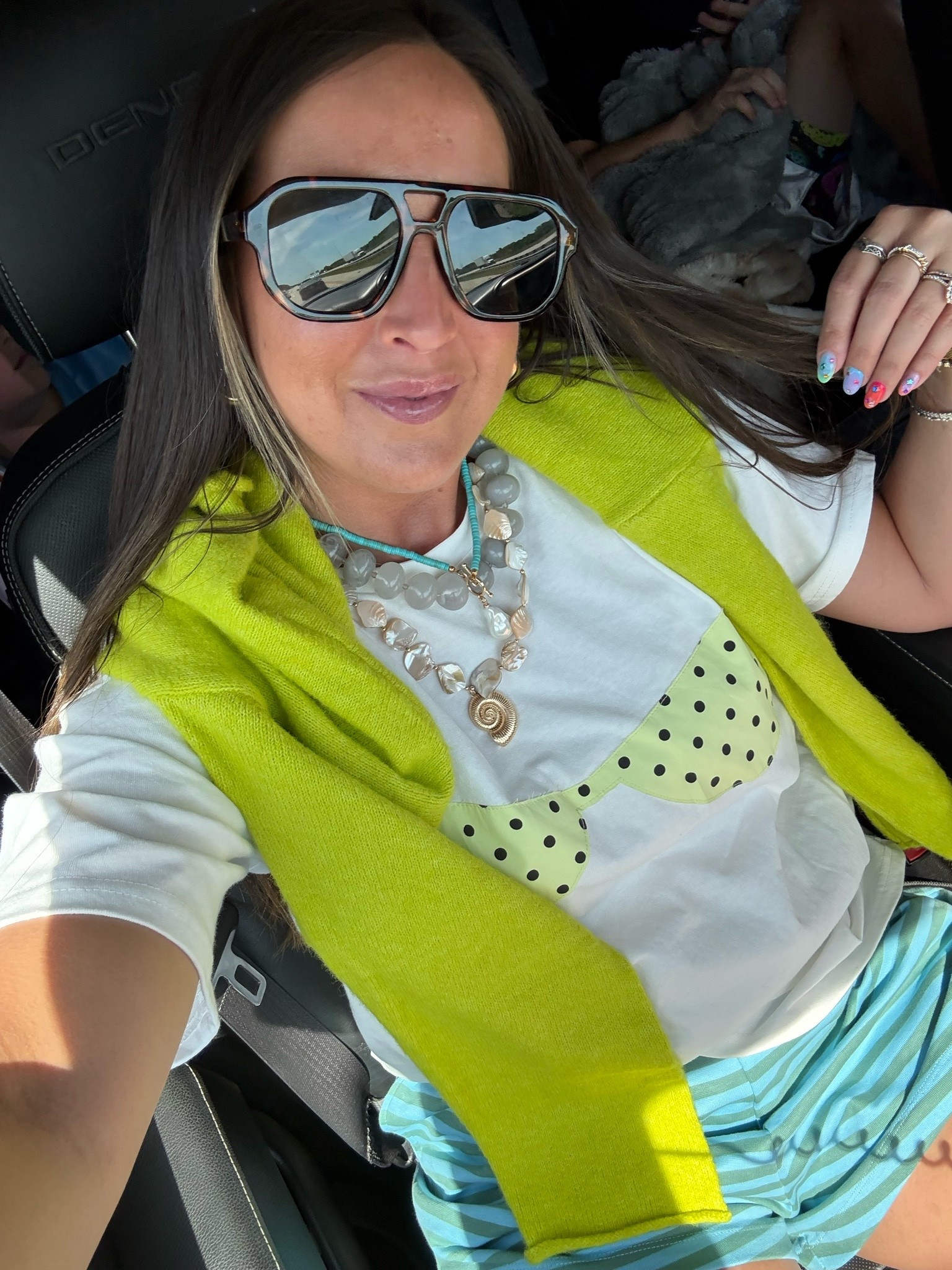 This tee shell necklace and cardi ate all vestique and I did medium in both 

Shorts are daily drills

#LTKmomlife #LTKootd #LTKgrwm