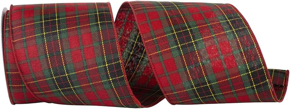 Plaid Christmas Ribbon for Wreaths - 4" x 10 Yards, Classic Red Green Tartan, Presents, Garland, ... | Walmart (US)