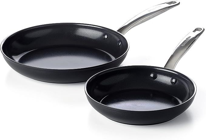 GreenPan Prime Midnight Healthy Ceramic Nonstick, Frying Pan/Skillet Set, 8" and 10", Black | Amazon (US)