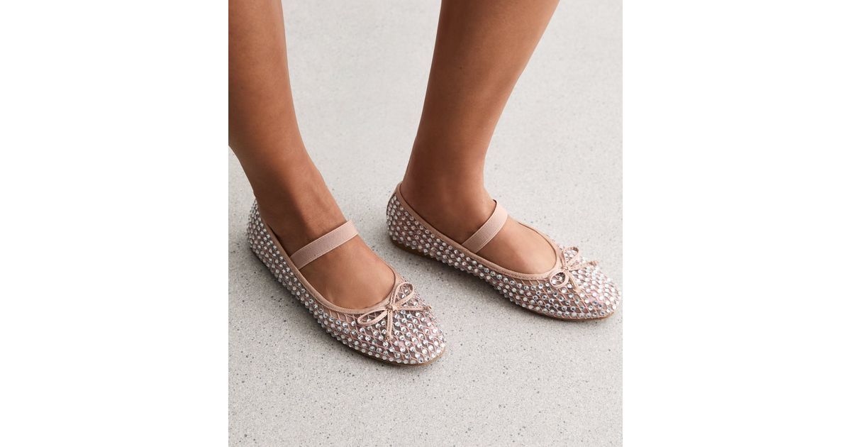 Stone Diamanté Embellished Ballet Flats 
						
						Add to Saved Items
						Remove from Saved... | New Look (UK)