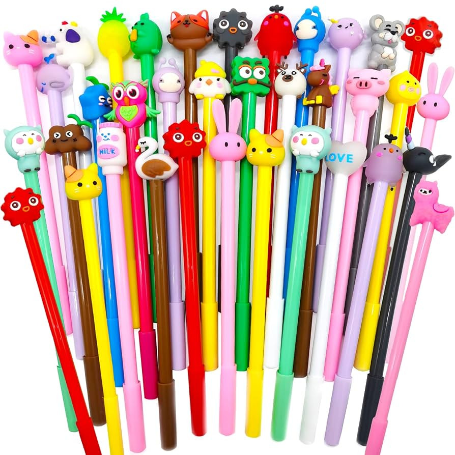 30Pcs Cute Cartoon Gel Black Ink Pens,Random Kawaii Writing Pens,Assorted Styles Pens for School ... | Amazon (US)