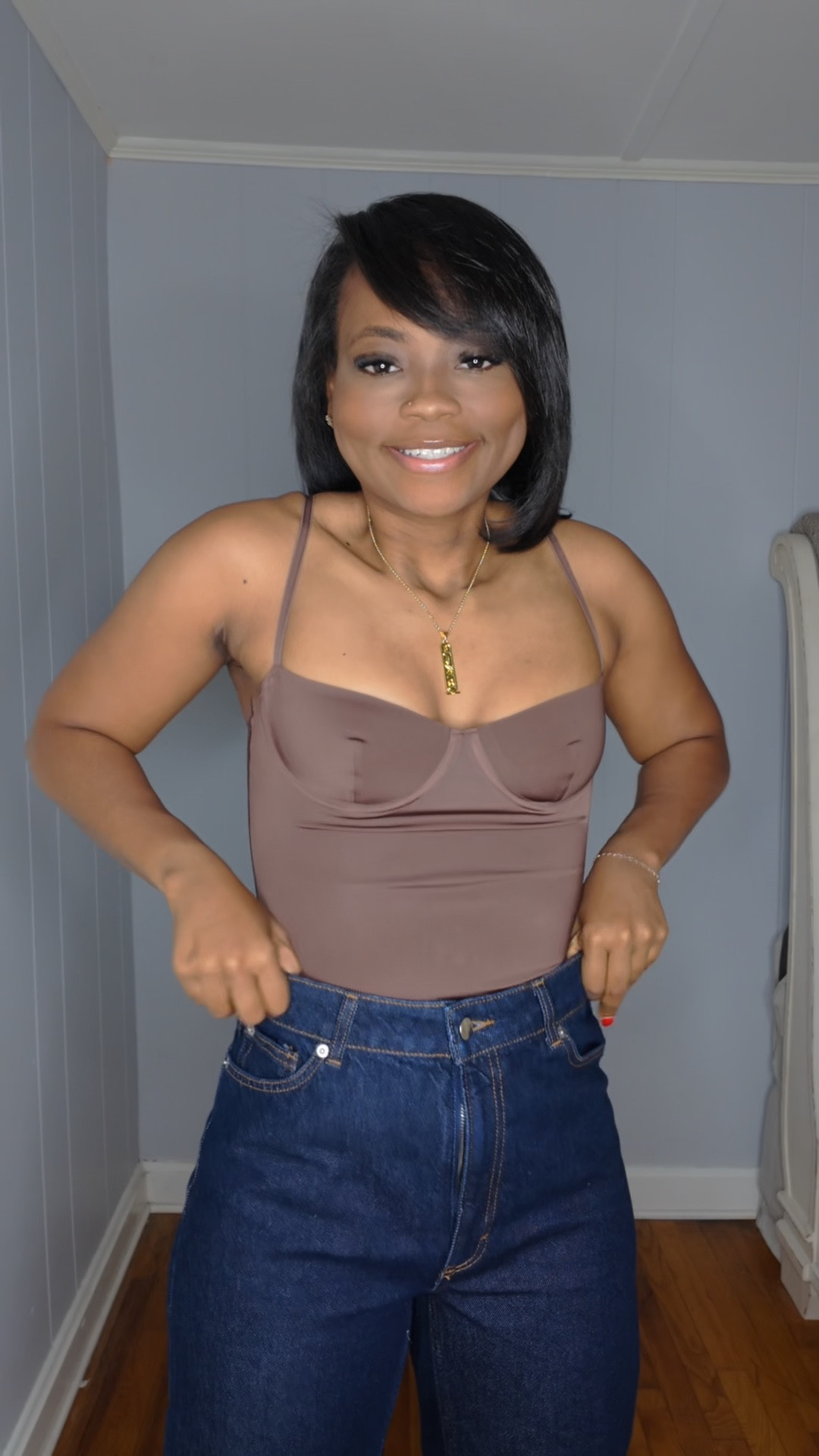 Satin Bodysuit. Perfect for layering. Wearing a size small

#LTKStyleTip