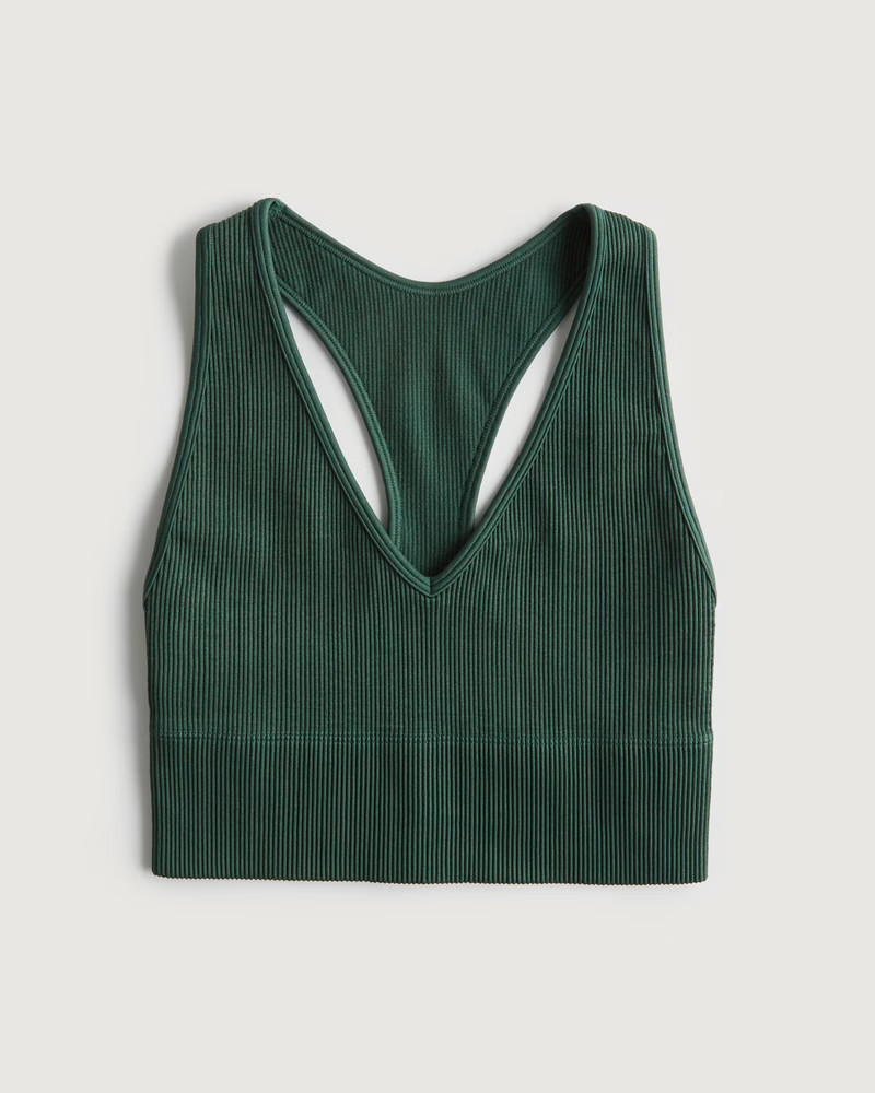 Women's Gilly Hicks Seamless Ribbed Plunge Sports Bra | Women's Tops | HollisterCo.com | Hollister (US)