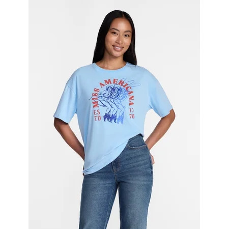 Miss Americana Women s Graphic Cotton Tee with Short Sleeves from Way to Celebrate Sizes XXS-XXL | Walmart (US)