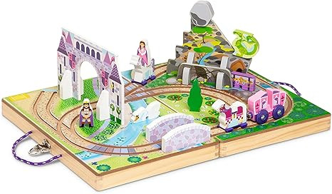 Melissa & Doug 19-Piece Wooden Take-Along Tabletop Kingdom – Carriage, Horse, Unicorn, Dragon, ... | Amazon (US)
