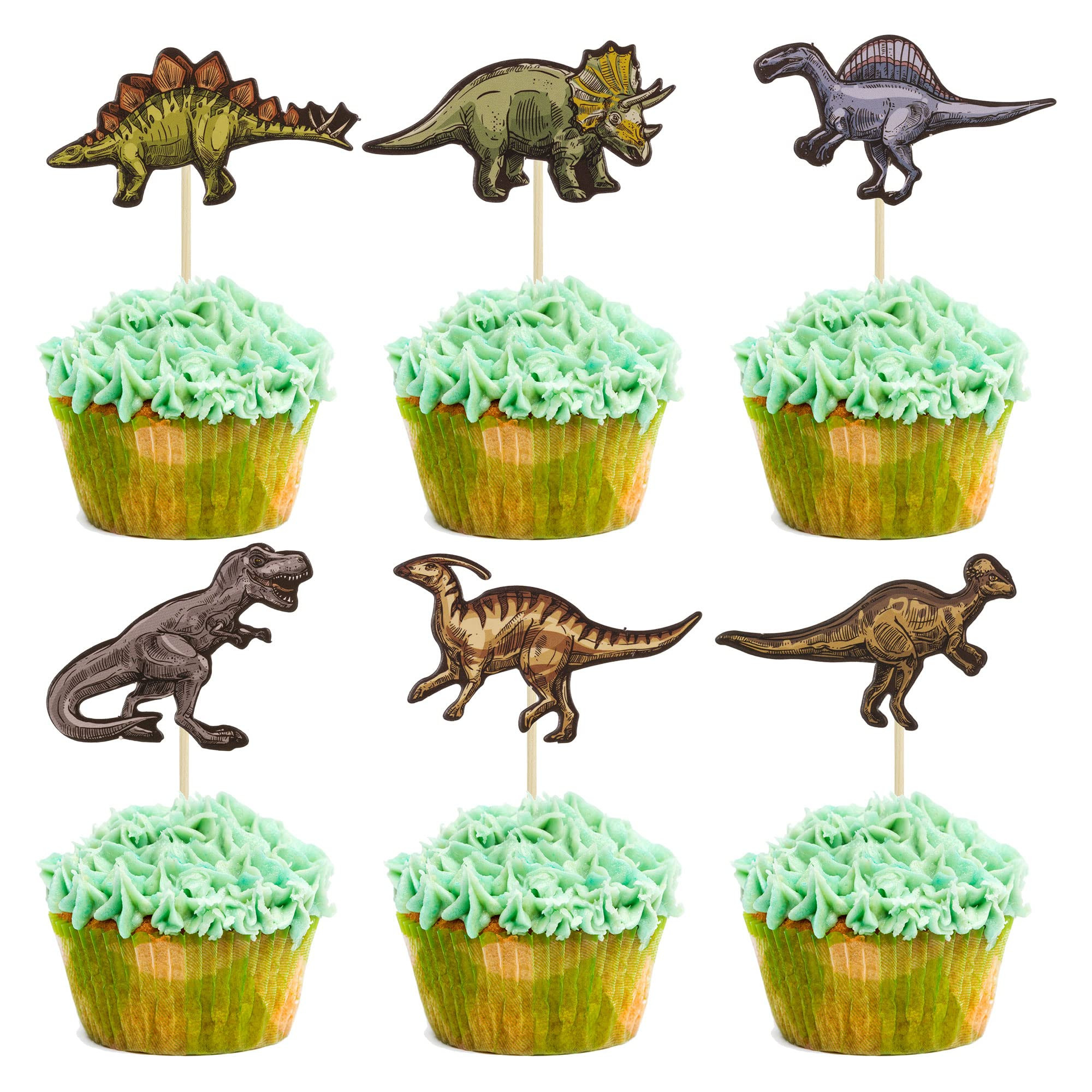 36Pcs Dinosaur Cupcake Toppers Roar Dinosaur Cupcake Picks Dino Cake Decorations for Kids Boys Di... | Amazon (US)