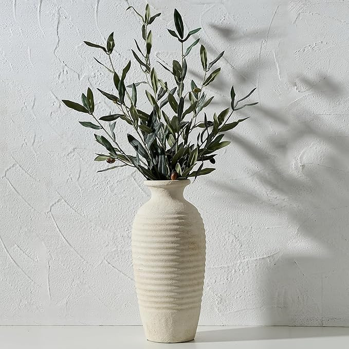 Ceramic Natural Rustic Vase, 14.4 Inch Large Vintage Flower Threaded Decorative Farmhouse Tall Va... | Amazon (US)