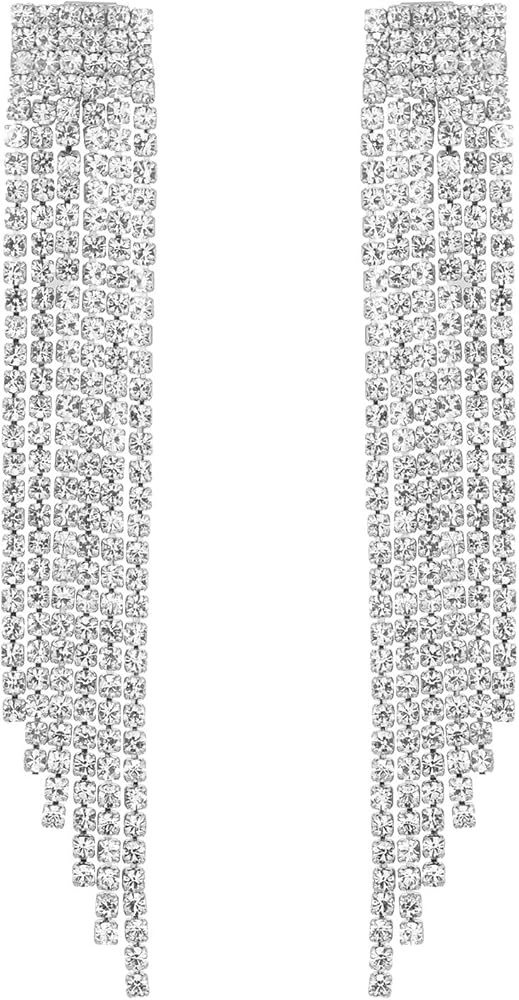 Rhinestone Earrings Dangling for Women Girls Long Chandelier Earrings Tassel Fringe Crystals Dang... | Amazon (US)