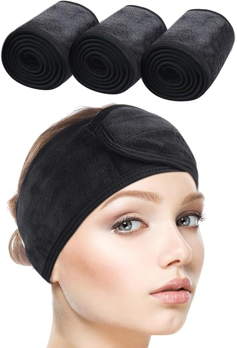 SINLAND Spa Headband for Women Ultra Soft Adjustable Makeup Hair Band with Magic Tape, Stretch He... | Amazon (US)