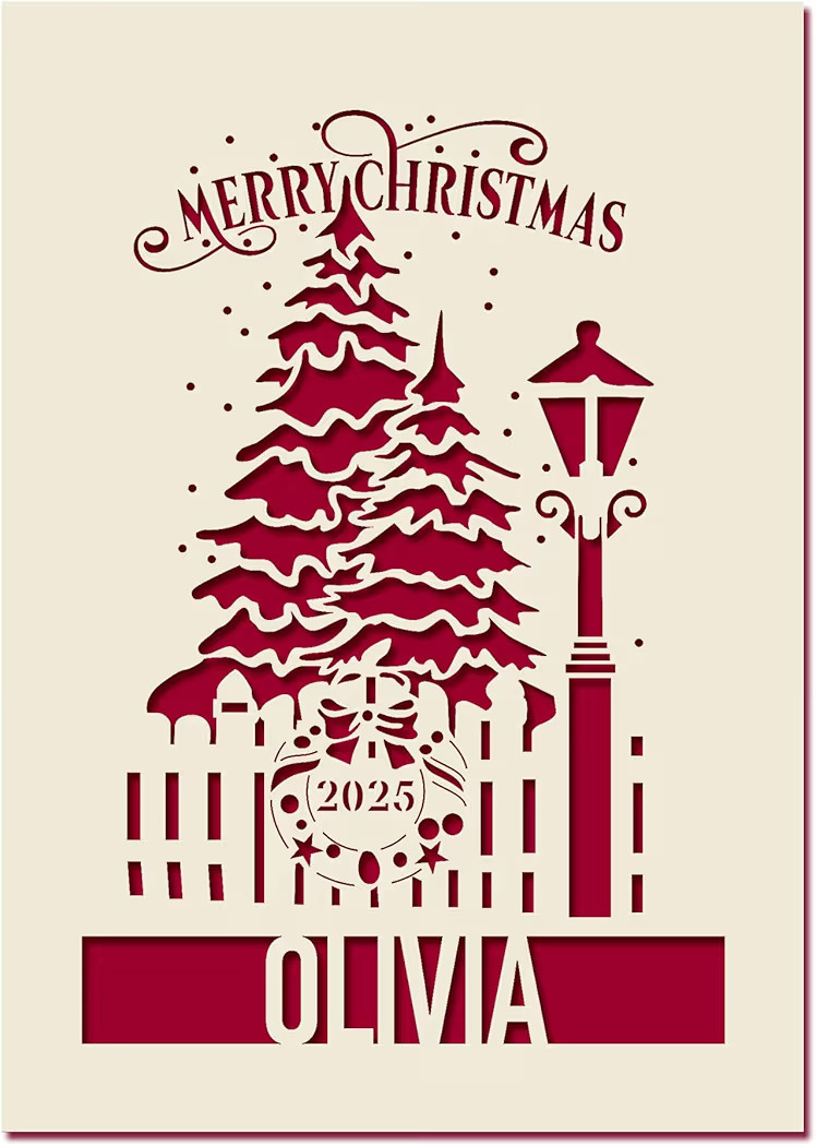 EDSG Personalized Christmas Cards 2025 Xmas Card Gifts Laser Paper Cut Merry Christmas Cards with... | Amazon (US)
