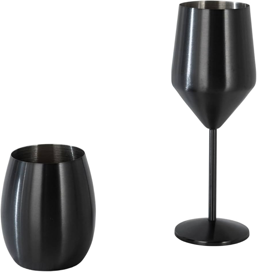 JAZZUPCO Shatterproof Stainless Steel Wine Glasses and Cups Set, Titanium-Plated 18/10 Premium St... | Amazon (US)