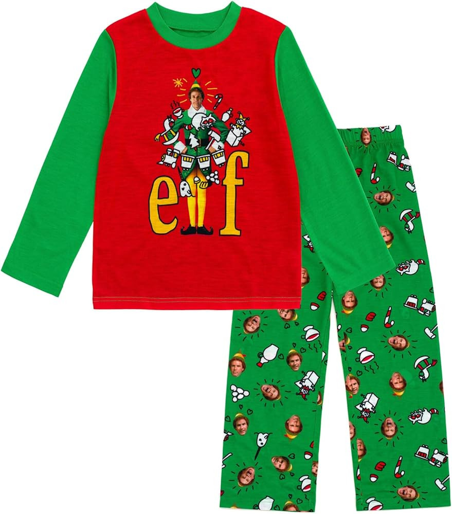 Elf Christmas Pullover Pajama Shirt and Pants Sleep Set Little Kid to Big Kid Sizes (4-18-20) | Amazon (US)